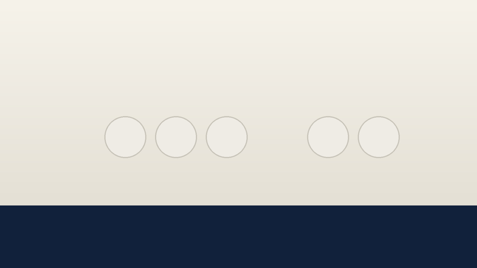 Five plain white balls in a row with a visible gap before the last two