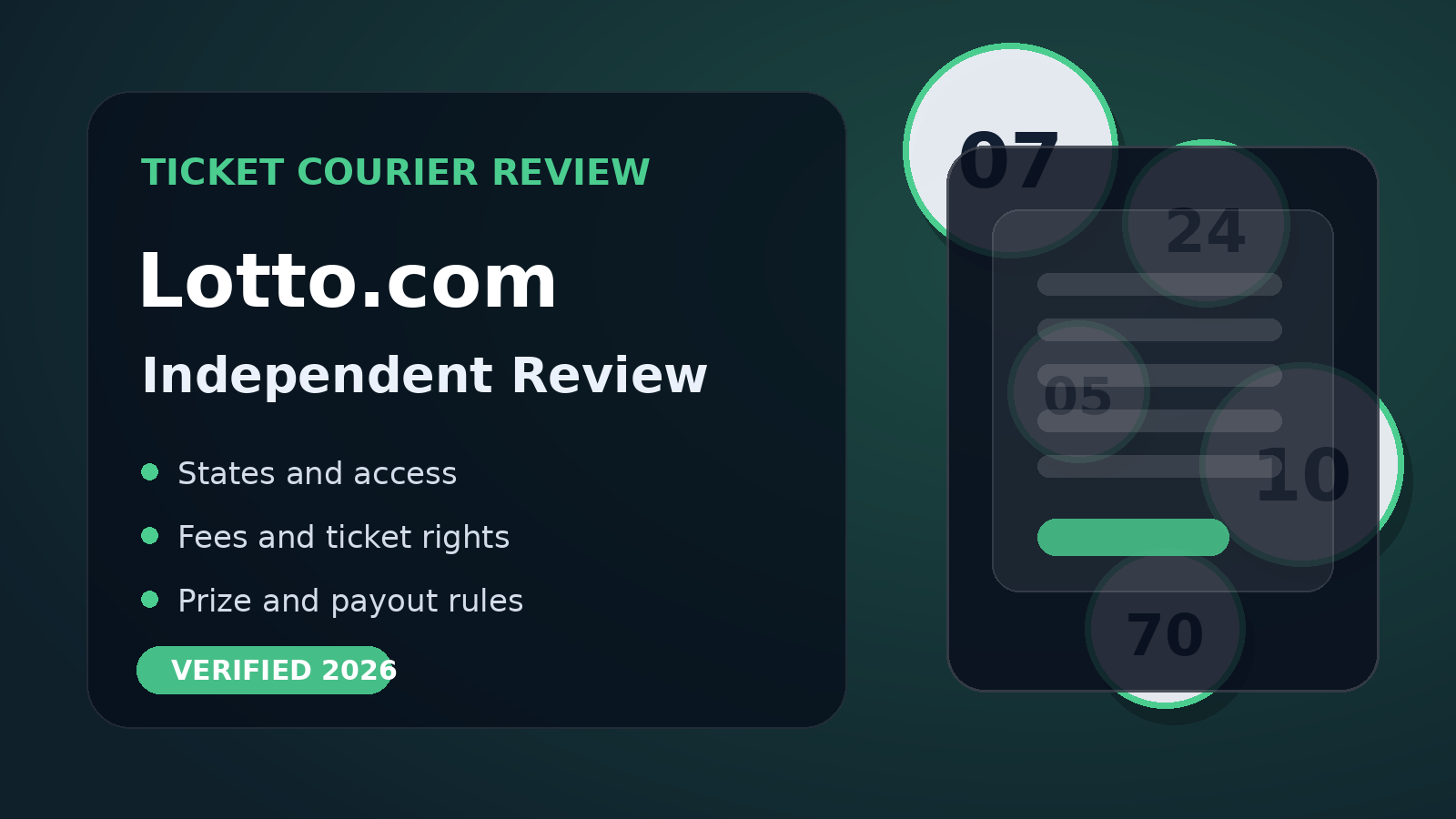 Lotto.com review covering states, fees, ticket storage and lottery withdrawals